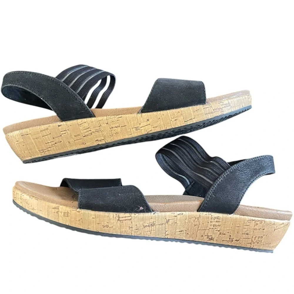 Skechers Luxe Foam Brie Lo'Profile Cork Sandal‎ Stretch Strappy Comfort Women 10